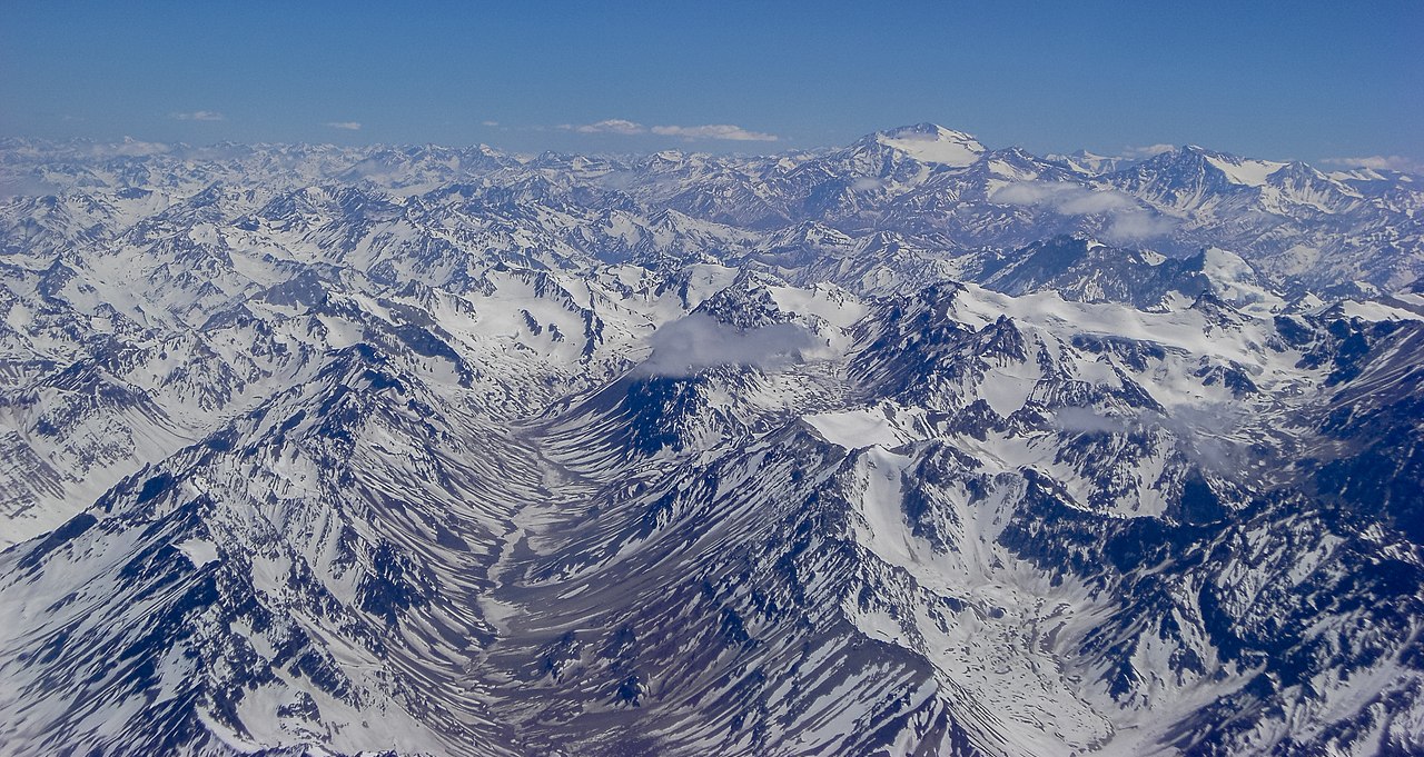 Panoramic view of the Andes mountains from Santiago, Chile